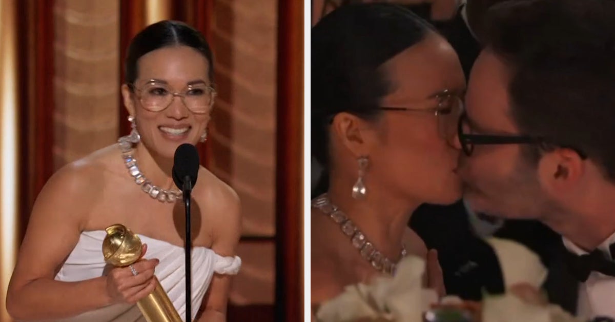 The Internet Is Obsessed With Ali Wong Kissing Bill Hader After Her Golden Globes Win